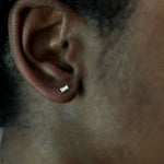0.10 TCW Baguette Cut Moissanite Bezel Style Stud Earrings in Gold 2