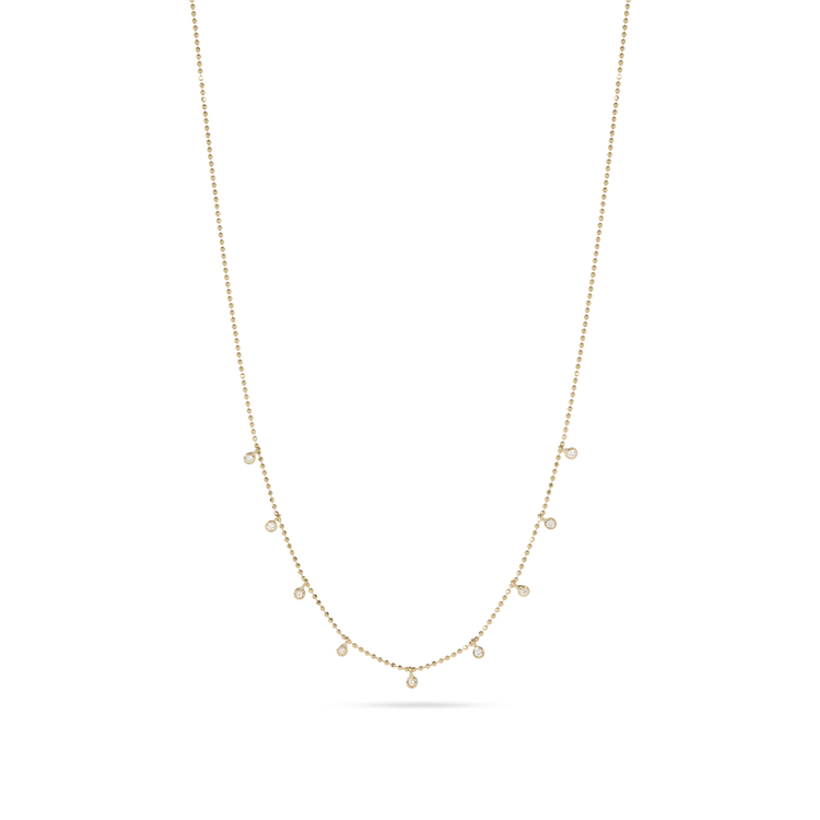 0.40 CT Round Moissanite Diamond Bead Cain Necklace in Solid Gold 4