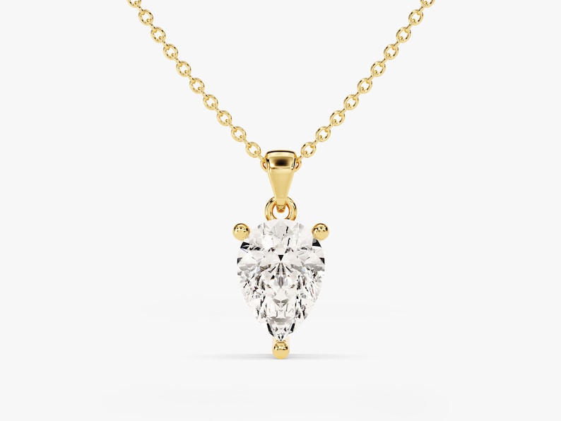 1.50 CT Pear Moissanite Diamond Solitaire Pendant Necklace in Solid Gold 1