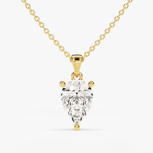 1.50 CT Pear Moissanite Diamond Solitaire Pendant Necklace in Solid Gold