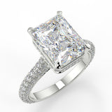 Stunning 2.45 CT Radiant Moissanite Engagement Ring with Hidden Halo & Three Side Pave Design 5