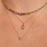 0.30 CT Princess & Round Moissanite Diamond Cluster Pendant Necklace in Solid Gold 5