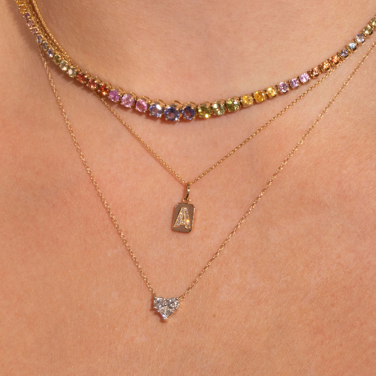 0.30 CT Princess & Round Moissanite Diamond Cluster Pendant Necklace in Solid Gold 5