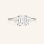 Stunning 1 CT Emerald Moissanite Engagement Ring With Cluster Design 3