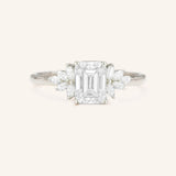 Stunning 1 CT Emerald Moissanite Engagement Ring With Cluster Design 3