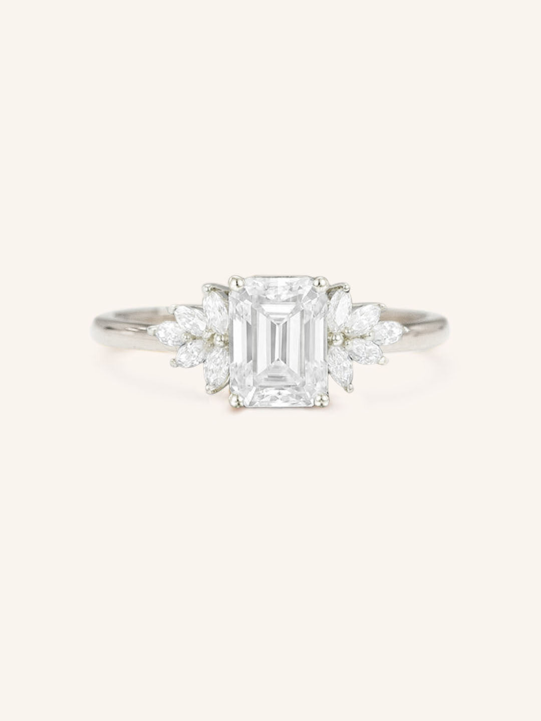 Stunning 1 CT Emerald Moissanite Engagement Ring With Cluster Design 3