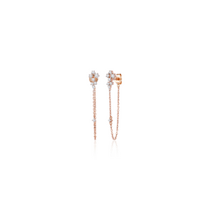 0.28 TCW Round Cut Moissanite Chain Earrings in Gold