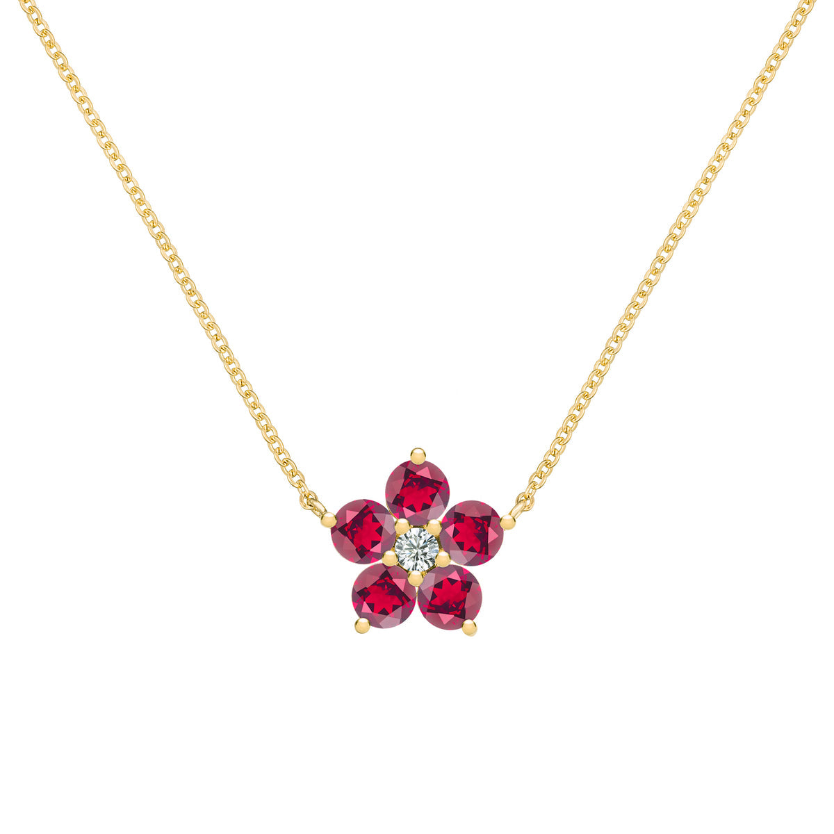 0.08 CT Round Ruby Lab Made Diamond- July Birthstone Necklace 1