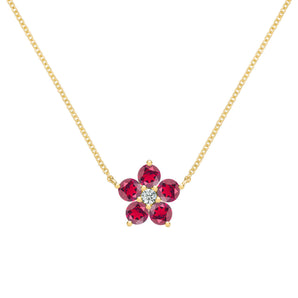 0.08 CT Round Ruby Lab Made Diamond- July Birthstone Necklace