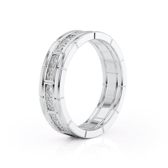 Round Shaped Stones Wedding Band For Men 4