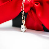 1.0 CT Oval Cut Moissanite Diamond Solitaire Pendant Necklace in Solid Gold 3