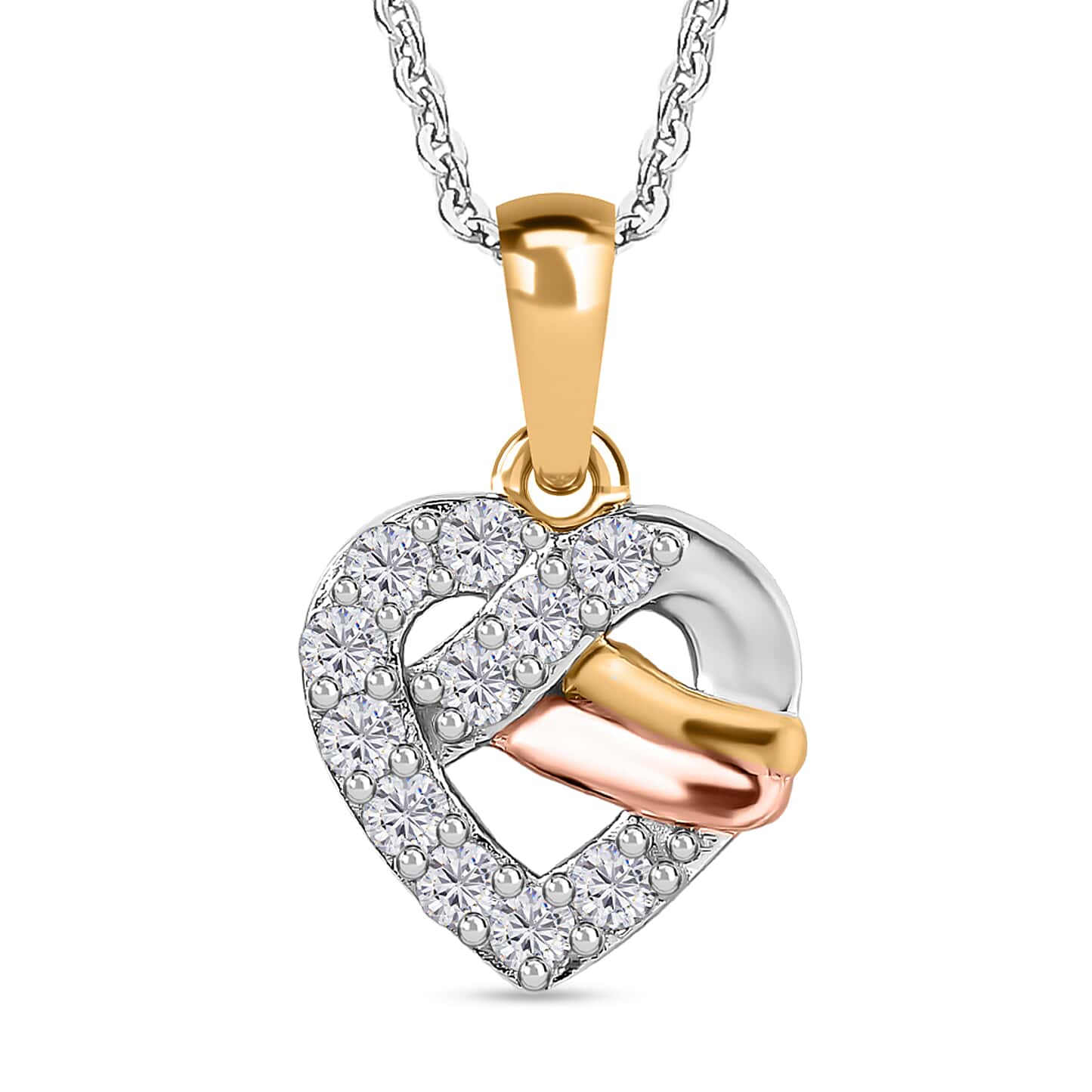 Round Cut Cubic Zirconia in 925 Sterling Silver Necklace 1