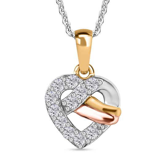 Round Cut Cubic Zirconia in 925 Sterling Silver Necklace 1