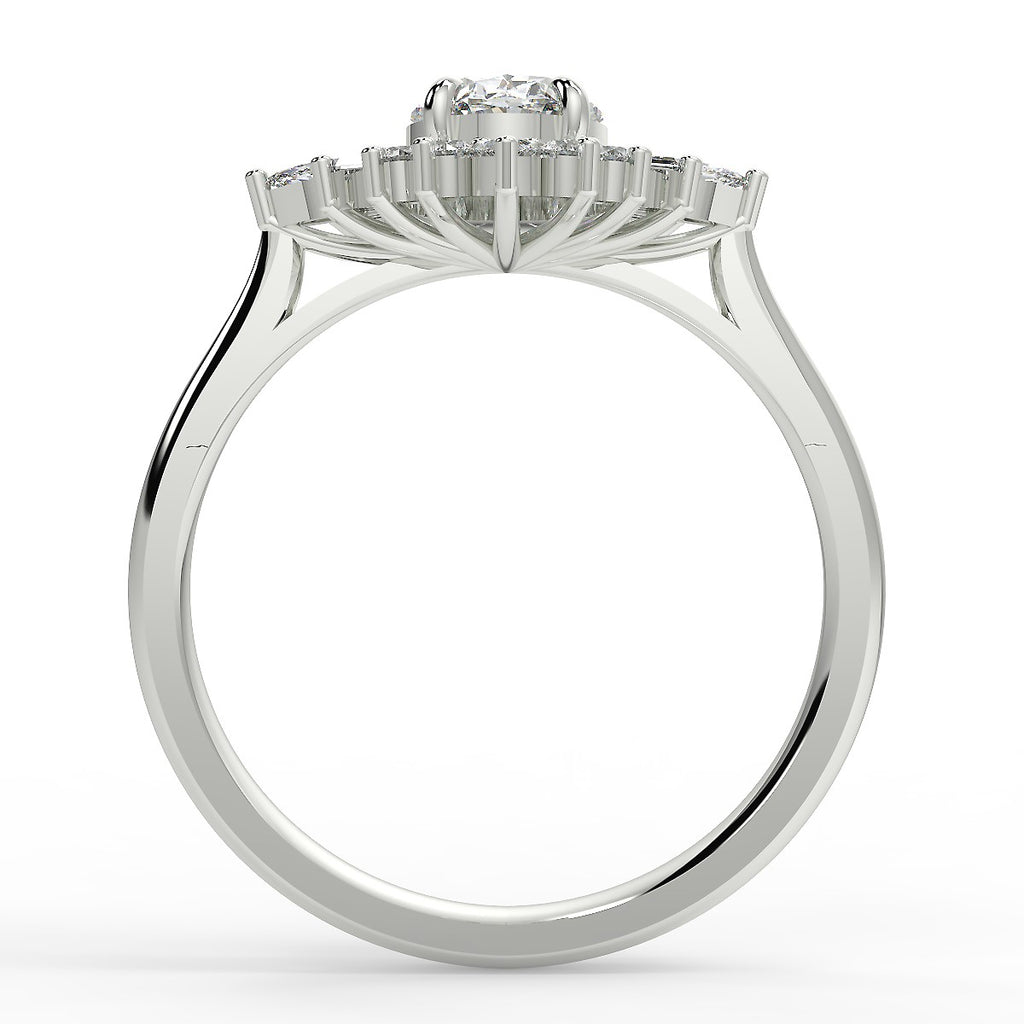 Stunning 0.85 CT Oval Moissanite Engagement Ring With Cluster Design 6
