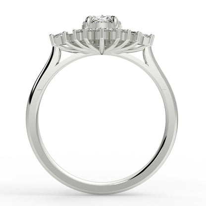 Stunning 0.85 CT Oval Moissanite Engagement Ring With Cluster Design 6