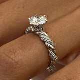 Classic 1.0 CT Round Moissanite Engagement Ring with Twist Pave Design 7