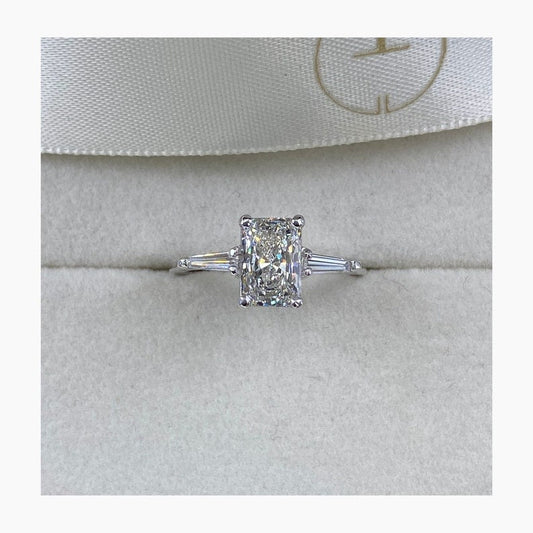 Classic 1.0 CT Radiant Moissanite Engagement Ring with Three Stone Design 2