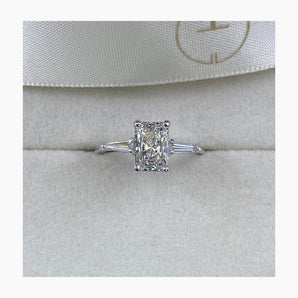 Classic 1.0 CT Radiant Moissanite Engagement Ring with Three Stone Design