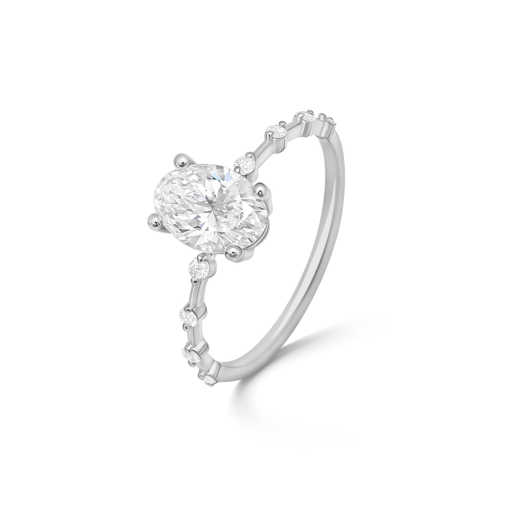 Stunning 0.5 CT Oval Moissanite Stones Engagement Ring In Dainty Pave Design 2