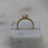 0.85 CT Round Cut Pave CVD E/VS1 Diamond Engagement Ring 7