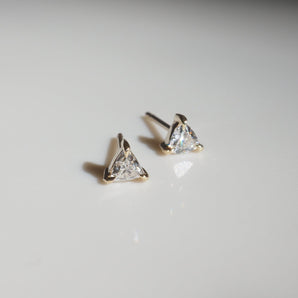 1.0 TCW Trillion Cut Moissanite Stud Earrings in Gold