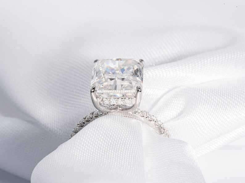 Stunning 5.0 CT Radiant Shaped Moissanite Engagement Ring with Hidden Halo & Pave Design 2