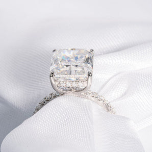 Stunning 5.0 CT Radiant Shaped Moissanite Engagement Ring with Hidden Halo & Pave Design