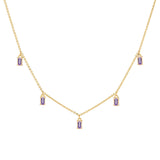 0.70 TCW Baguette Amethyst Lab Made Diamond- February Birthstone Dainty Necklace 1
