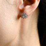 0.50 TCW Round Cut Moissanite Floral Halo Earrings in Gold 6
