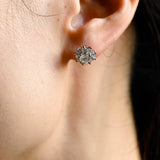 0.50 TCW Round Cut Moissanite Floral Halo Earrings in Gold 6