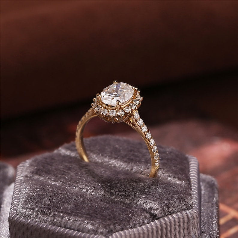 
                  
                    4.5 CT Oval Shaped Moissanite Engagement Ring With Halo Pave Accents
                  
                