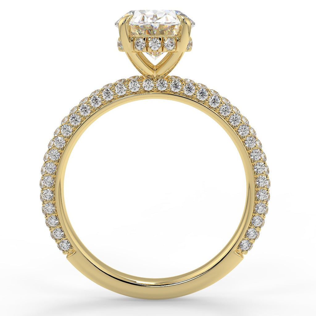 Stunning 2.11 CT Oval Moissanite Engagement Ring with Hidden Halo & Three Side Pave Design 3
