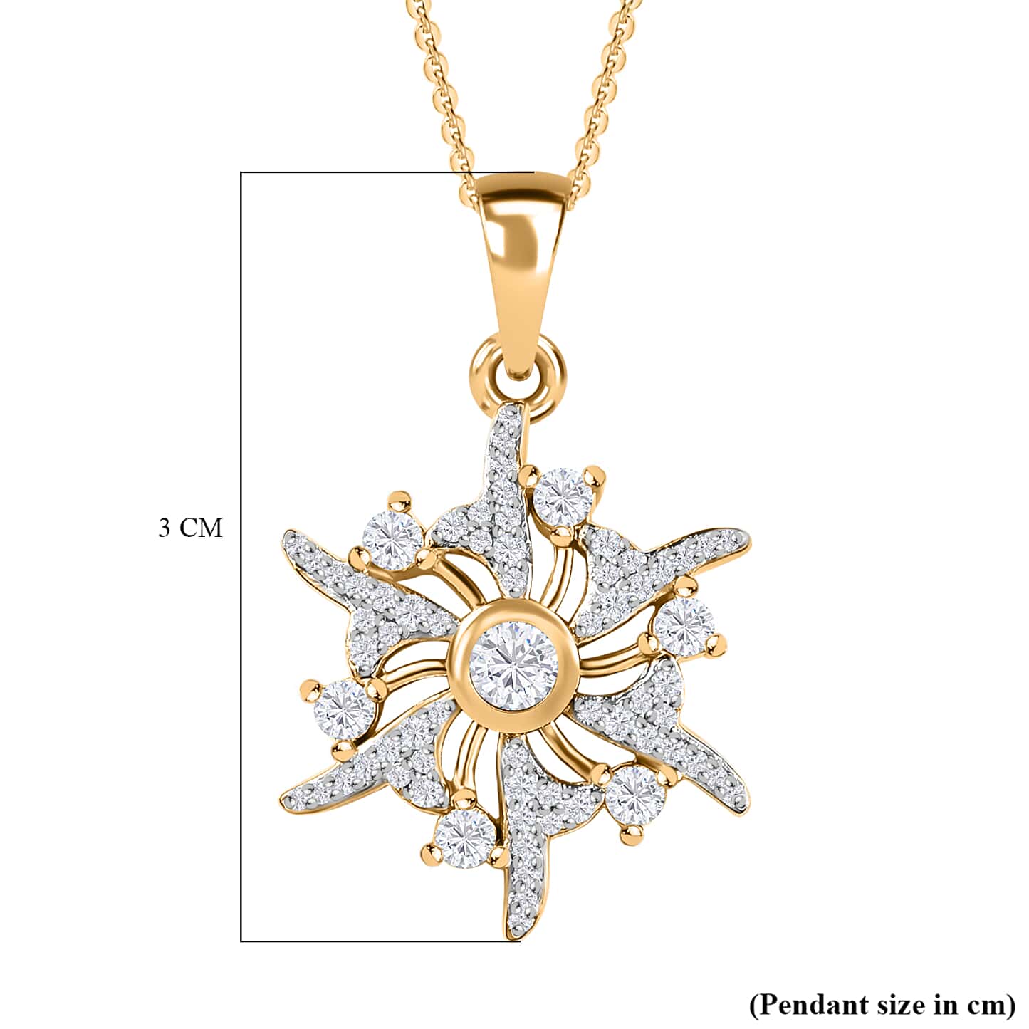 Round Cut Cubic Zirconia in 925 Sterling Silver Necklace 6