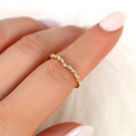 Stunning 0.07 TCW Round Moissanite Stones Leaf Nesting Metal Wedding Bands 3