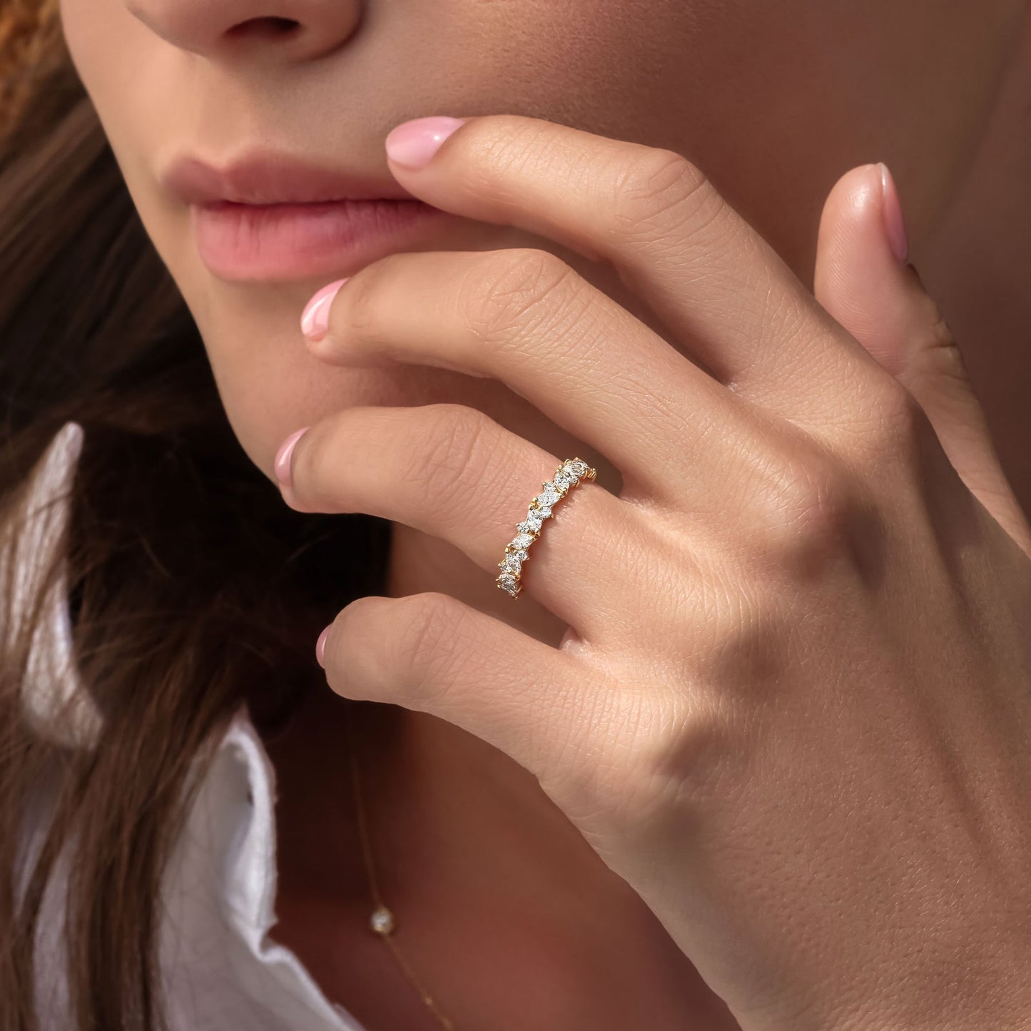 Stunning 0.3 TCW Marquise & Round Moissanite Stones Half Eternity Wedding Band 4