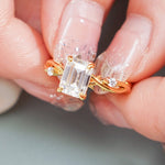 Stunning 1.0 - 2.0 CT Emerald Moissanite Engagement Ring with Twisted Pave Design 2