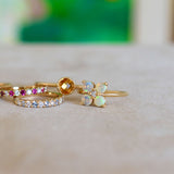 1.0 TCW Round Opal Lab Made Diamond- October Birthstone Engagement Ring 3