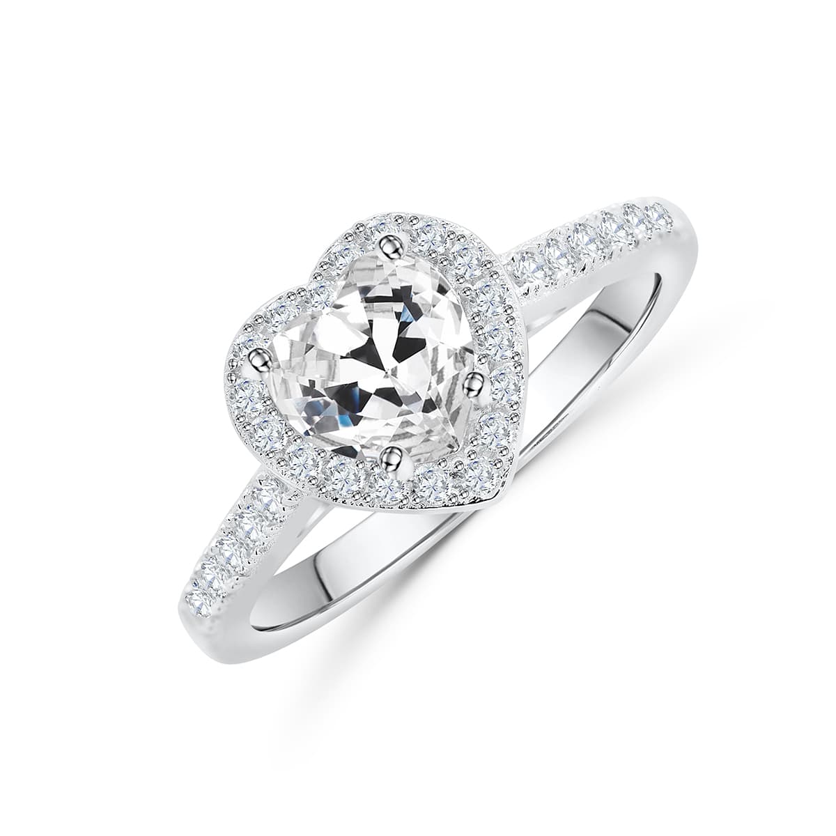 Stunning 1.5 CT Heart Moissanite Engagement Ring with Pave & Halo Design 2