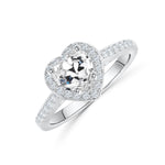 Stunning 1.5 CT Heart Moissanite Engagement Ring with Pave & Halo Design 2