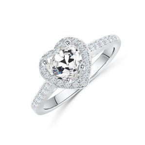 Stunning 1.5 CT Heart Moissanite Engagement Ring with Pave & Halo Design