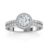 Round Cut Halo & Pave Style Cubic Zirconia in 925 Sterling Silver Ring 7