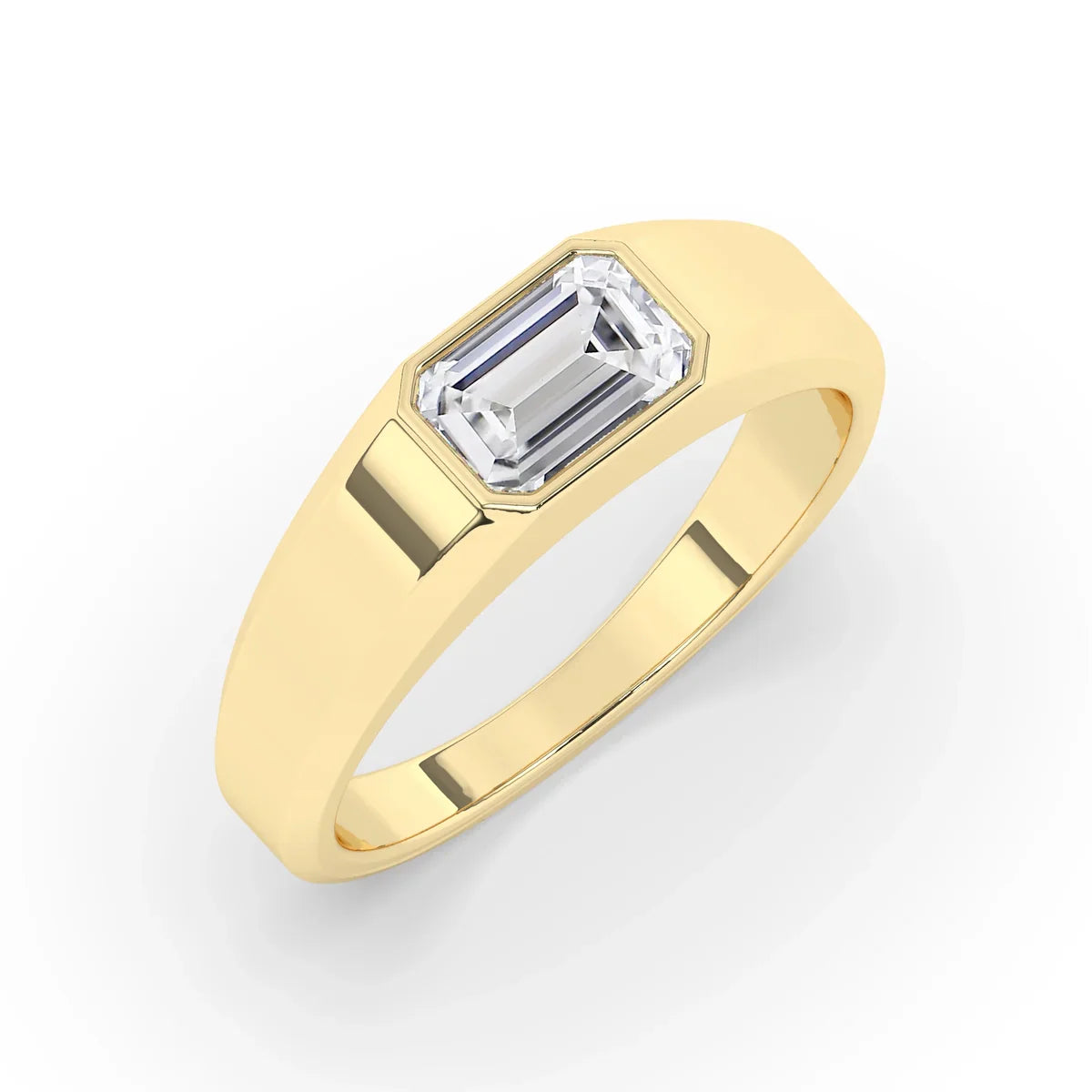 Delicate 0.40 CT Moissanite solitaire Men's Wedding Band with Emerald Cut Stones in Solid Gold 4