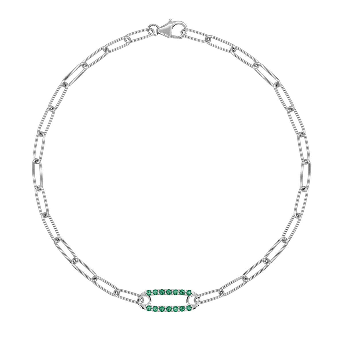 1.5 TCW Round Emerald Lab Made Diamond-May Birthstone Chain Bracelet 8