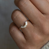 Stunning 0.2 TCW Baguette Moissanite Stones Curved Wedding Bands 4