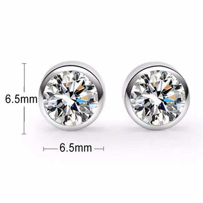 Round Cut Cubic Zirconia in 925 Sterling Silver Earrings 2
