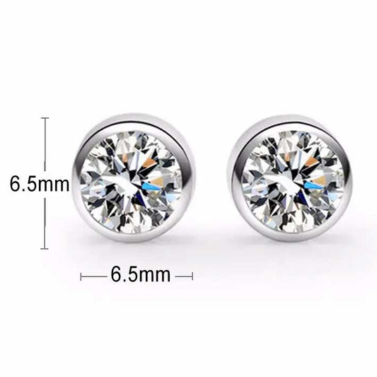 Round Cut Cubic Zirconia in 925 Sterling Silver Earrings 2