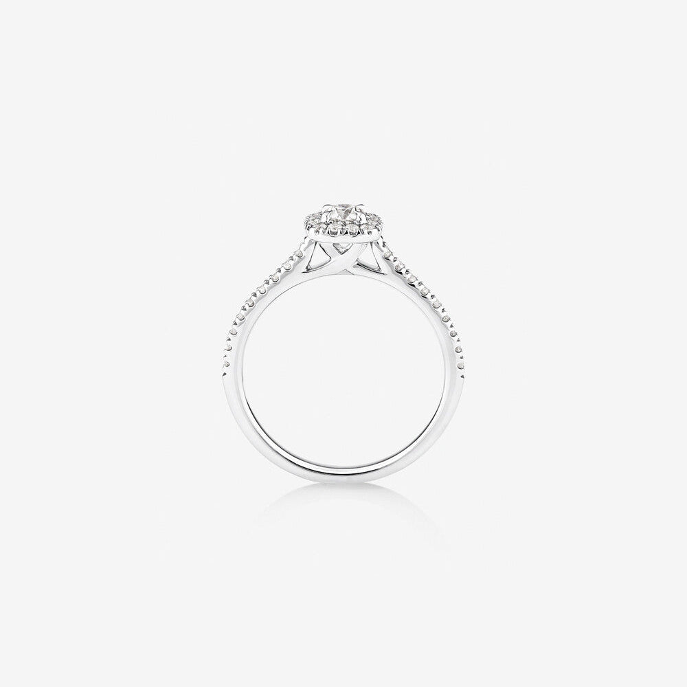 Stunning 0.5 CT Round Moissanite Stone Engagement Ring In Halo & Pave Design 2
