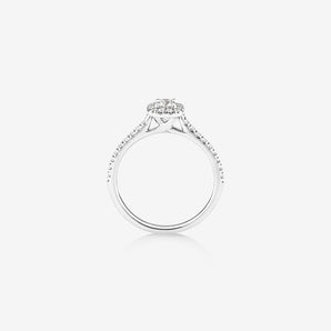 Stunning 0.5 CT Round Moissanite Stone Engagement Ring In Halo & Pave Design