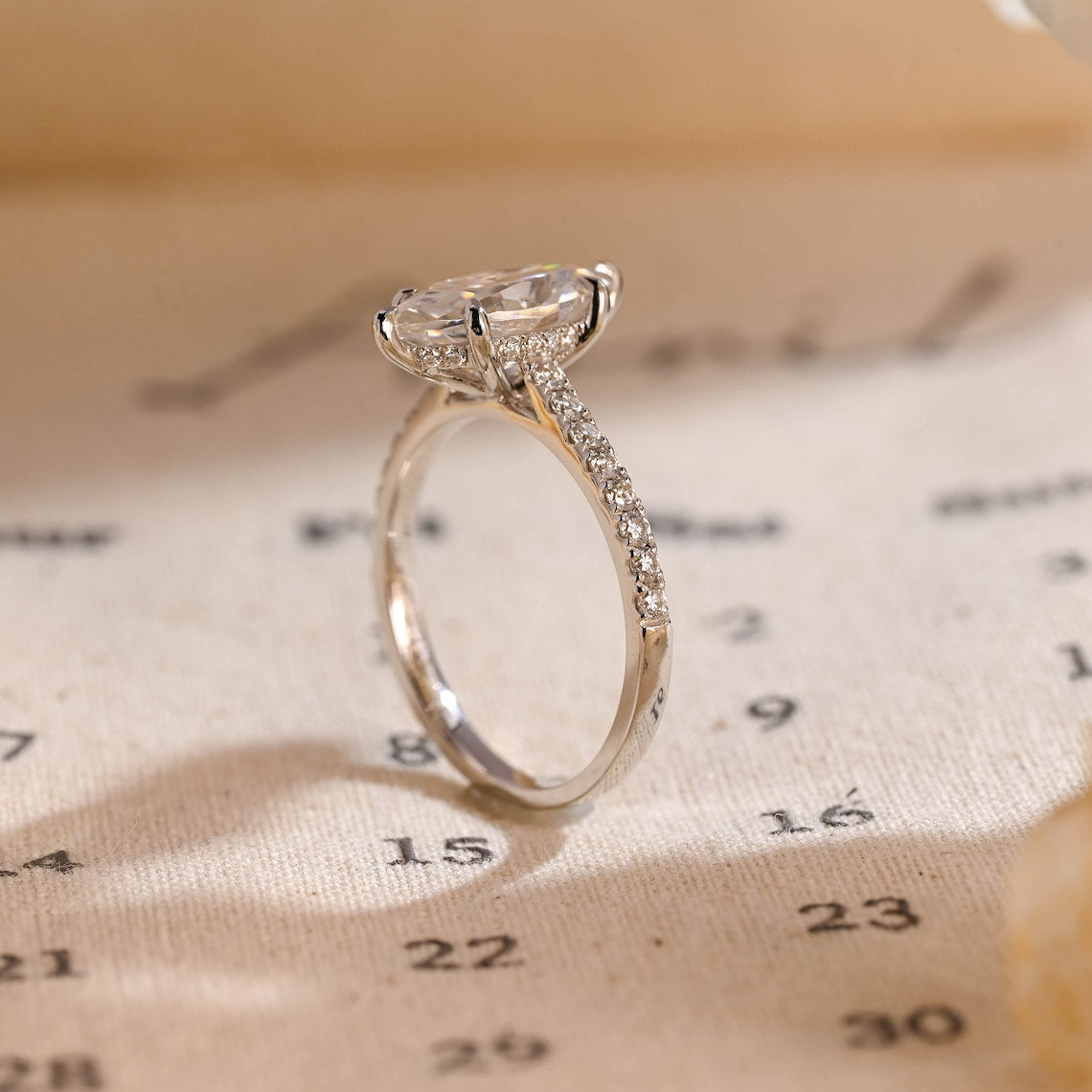 Stunning 3.0 CT Marquise Cut Moissanite Engagement Ring with Hidden Halo & Pave Design 9
