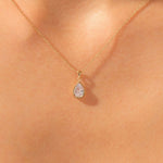 1.0 CT Pear Moissanite Diamond Bezel Pendant Necklace in Solid Gold 4